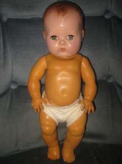 American Character Tiny Tears 1950s 14 Rubber Baby Doll Molded Hair 
