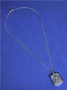   ART DECO STERLING SILVER FILIGREE CAMPHOR GLASS PENDANT 1920s necklace