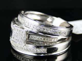 BRIDAL ENGAGEMENT ROUND CUT DIAMOND RING TRIO BAND SET  