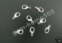 100 Silver Plated Lobster Claw Clasps 12mm B539  
