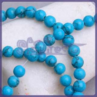 4mm Blue Veins Turquoise Round Gemstone Beads 15.5 Inch  