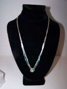 SOUTHWESTERN STERLING SILVER & TURQUOISE NECKLACE QT  