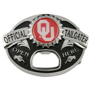 Oklahoma Sooners Silver Official Tailgater Bottle Opener Belt Buckle 