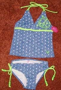   ** BRAND NEW with tags BLUE POLKA TWO PIECE Tankini swimsuit size 6