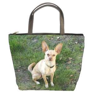 Chihuahua Puppy Dog Photo Bucket Leather Purse Shoulder Bag Handbag 