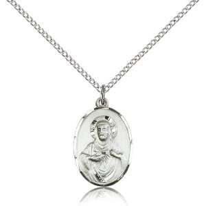   Sterling Silver Scapular Pendant 3/4 X 1/2 Inch With 18 Inch Sterling