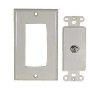  SF Cable, F Coupler Wall Plate Decora Type White Color (2 