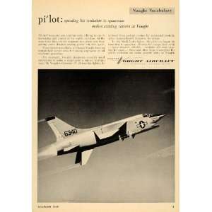 1958 Ad Vought Aricraft Crusader III Fighter Plane Jobs   Original 