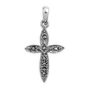  Sterling Silver and Marcasite Cross Pendant   26mm Height 
