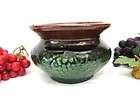 Antique Green & Brown Pottery Cuspidor/Spittoon Planter Pot Yellowware 