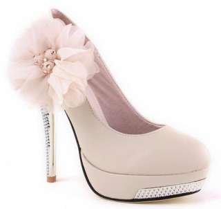 womens Platform High Heel Pumps Wedding Crystal Flower Shoes#5  