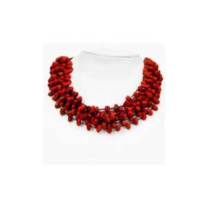  Red Colorin Bean Spongie Necklace KWF314 Jewelry