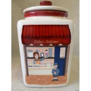 Nonnis Cafe Biscotti Collectible Jar with a Red Stripe Very Fun 