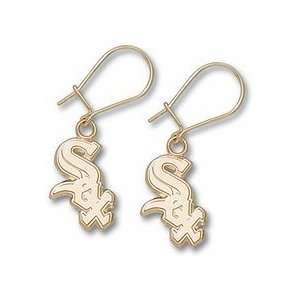  Chicago White Sox 9/16 Polished Sox Dangle Earrings   10KT Gold 