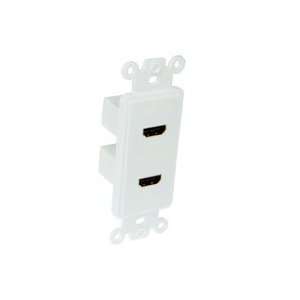 White Decora Type Dual HDMI Coupler Female to Female for Wall Plate 