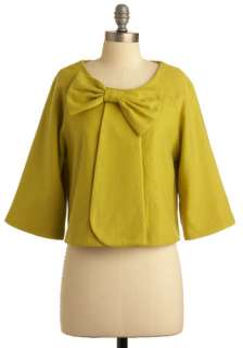 Lemongrass Is Always Greener Jacket   Yellow, Green, Solid, Bows, 3/4 