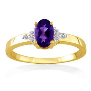 FEBRUARY Birthstone Ring 14k Yellow Gold Diamond & Amethyst Ring
