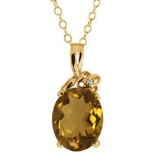  2.31 Ct Oval Whiskey Quartz and Topaz Gold Plated Silver 