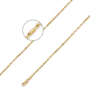 IceNGold 14K Solid Yellow Gold Baguette Rope Chain Necklace 2mm (5/64 