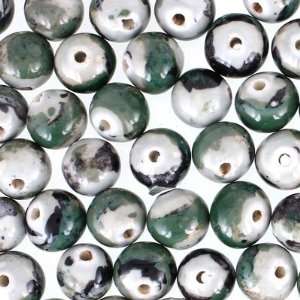  12mm Marbled Black and White Porcelain Round Bead Arts 