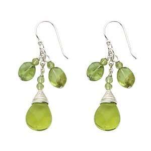    Green Crystal and Peridot Earrings   Sterling Silver Jewelry