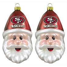 Topperscott San Francisco 49ers 2 Glass Santa Cap Ornaments    