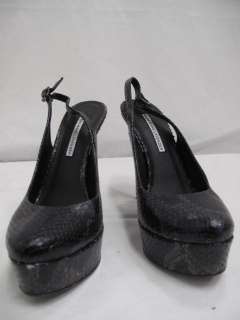 Vera Wang Lavender Label Black/Purple Python Platform Slingback Heels 