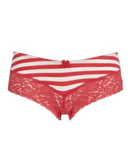 Red Pattern (Red) Stripe And Lace Brazilian  214852469  New Look