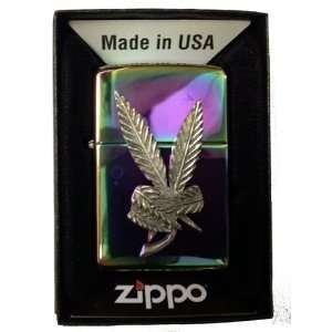 Zippo Custom Lighter   Weed POT Marijuana Ganja Peace Sign Emblem Logo 
