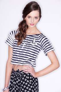  Teens  Sale  Teens Ruffle Stripe Crop Top