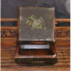Vintage Chinese Square Painted Storage Box  Kitchen 