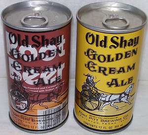Old Shay Golden Cream Ale~2 Beer Cans~Fort Pitt Brewing Co. Smithton 
