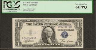 1935B $1 LOW 2 DIDGIT SERIAL#D00000073D Julian/Vinson PCGS VERY CHOICE 
