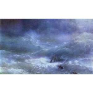 Hand Made Oil Reproduction   Ivan Aivazovsky   24 x 14 inches   Storm 