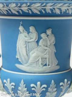 Antique Victorian Wedgwood Blue Jasper Ware Pedestal Urn Form Vase 