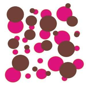  set of 106 Hot Pink and Chocolate Brown polka dots Vinyl 