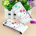   Hello kitty Flip Flap Hard Leather Cover Case For iPhone 4 4G 4S 0596