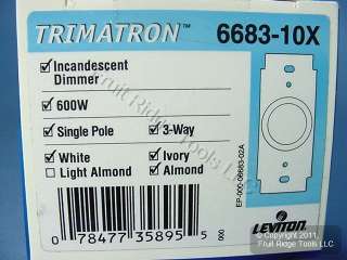 Leviton 3 Way Rotary Light Dimmer Switch White Ivory 078477358955 