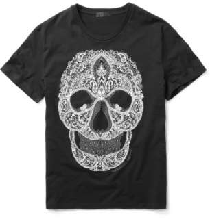  Clothing  T shirts  Crew necks  Paisley Skull Print 