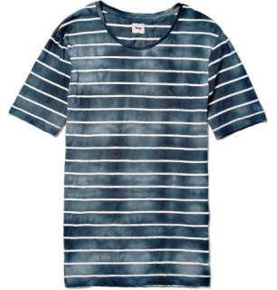   shirts  Crew necks  Striped Tie Dye Effect T Shirt