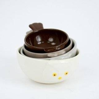 Owl Bird Measuring Cups / Bowls for Baking, Set of 4, Ceramic  