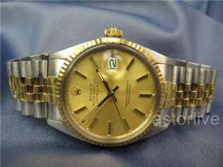 1983 Mens Vintage Rolex Datejust SS & 18k Gold Ref 16013 Single Quick 