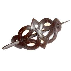  Celtic Weave Carved Coconut Wood Hair Pin Barrette Beauty