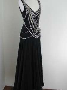 MARCHESA BLACK RARE BEADED EMBELLISHED GOWN DRESS SIZE 8 RARE  