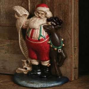  HomArt Cast Iron Decorative Santa and Rudolph Doorstop 