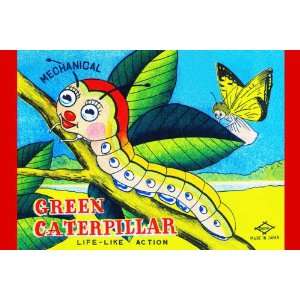  Mechanical Green Caterpillar 28x42 Giclee on Canvas
