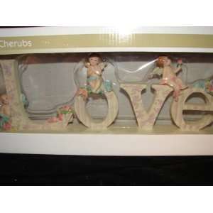  Wood LOVE sign with Cherubs home decor accents