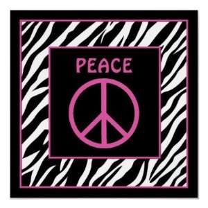  Zebra and Pink Peace Sign Wall Decor Posters