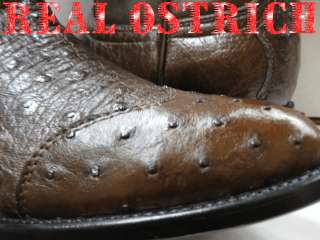   REAL AUTHENTIC GENUINE SMOOTH OSTRICH SKIN WING TIP COWBOY BOOTS J TOE
