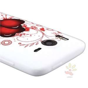   4G TPU Case, White/Red Twin Heart w Circle Cell Phones & Accessories